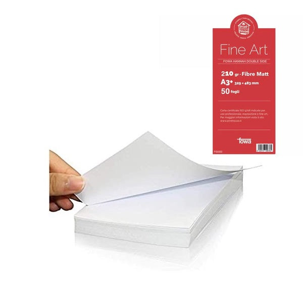 Fowa Carta per stampante Inkjet A3+ 210gr. Fibre Matt Conf. 50 Fogli Fronte e Retro FS3322 Fowa Carta per stampante Inkjet A3+ 210gr. Fibre Matt Conf. 50 Fogli Fronte e Retro FS3322